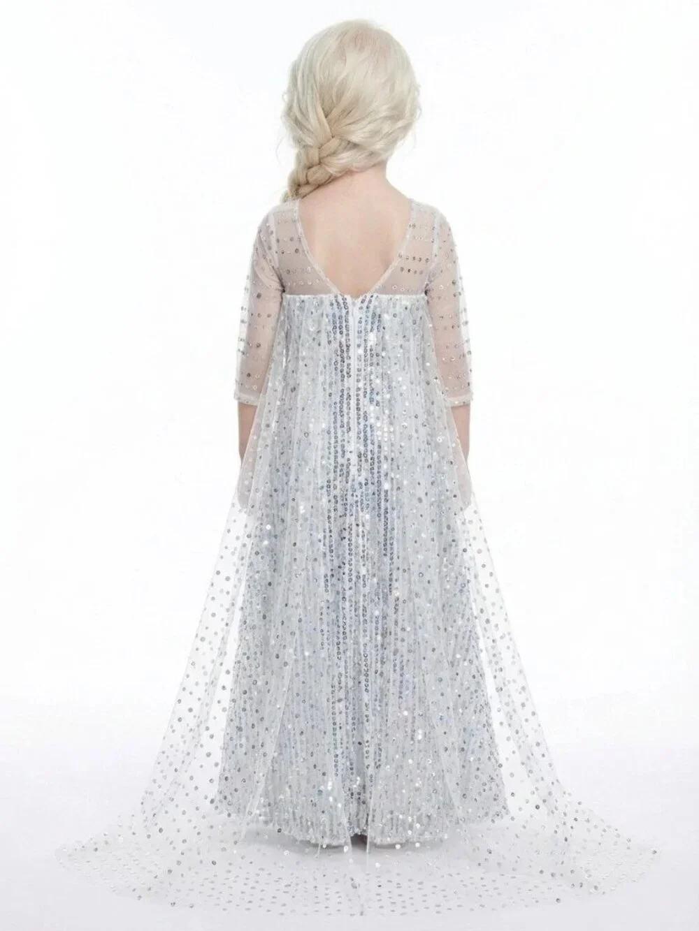 Elsa Princess Costume Dress Silver Sequin Cape Birthday Party Costume (Size 4)